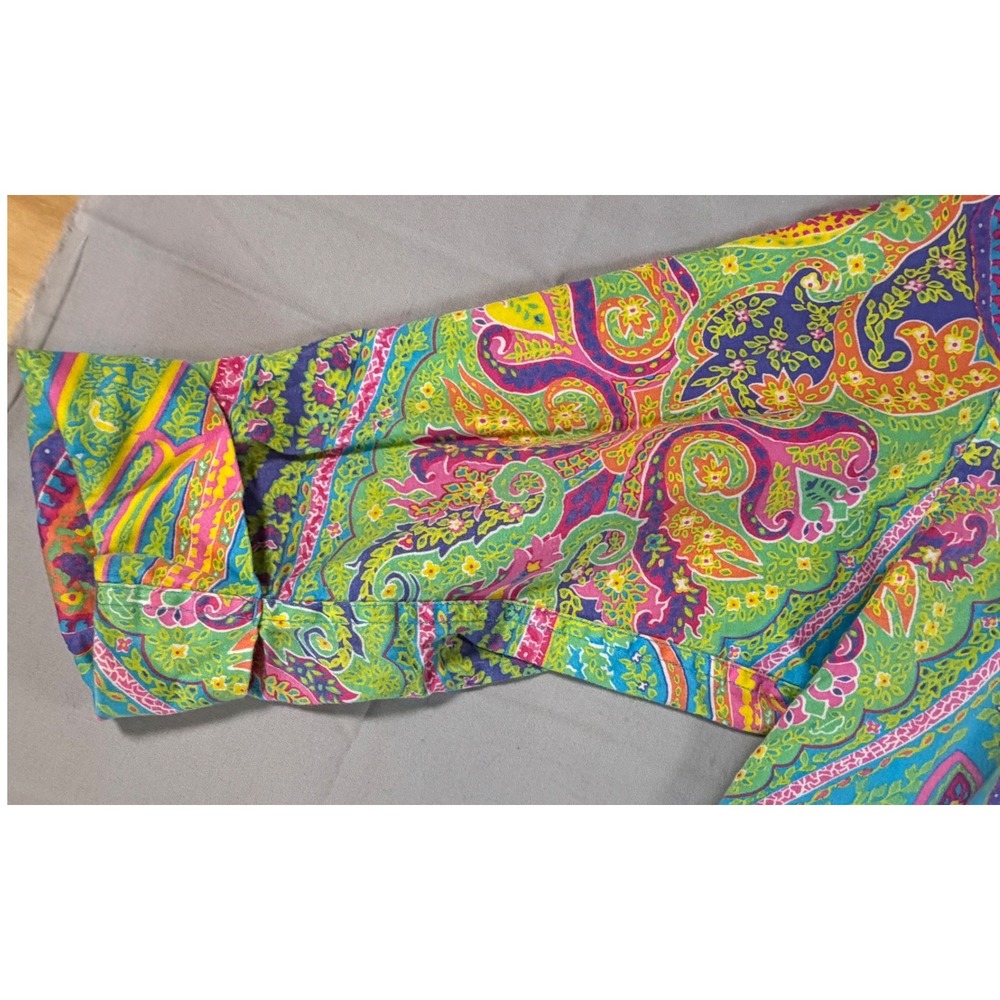 Lauren Ralph Lauren Paisley Button Down Shirt XL Multi Color Cotton Monogram - Picture 10 of 12